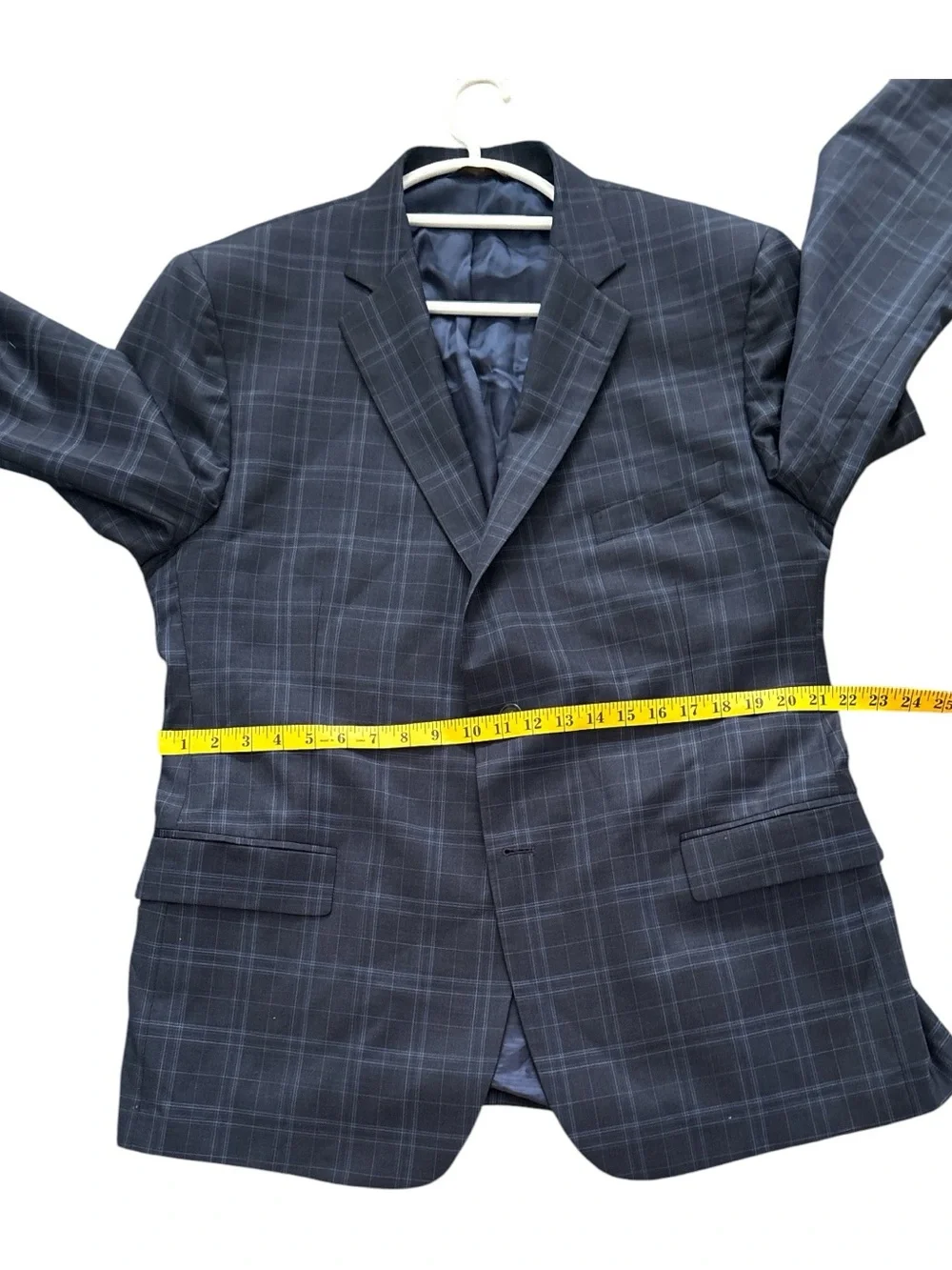 Brooks Brothers Blue on Navy Windowpane Plaid Blazer Sport Coat 2 Button 48